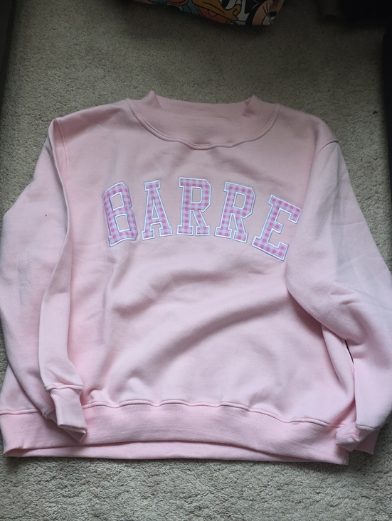 Pure Barre Sweaters - Pure Barre Light Pink Crewneck Sweatshirt with Plaid Lettering